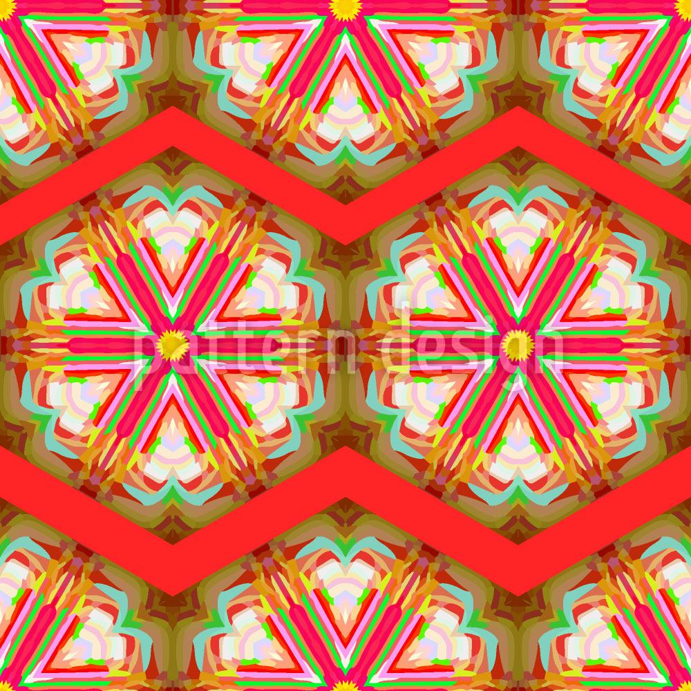 patterned-wallpaper-kaleidoscope-zig-zag-red