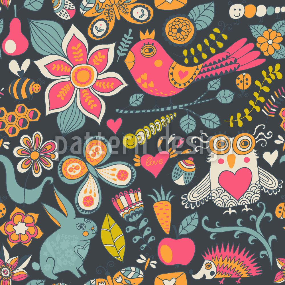 patterned-wallpaper-love-parade-in-the-magic-forest