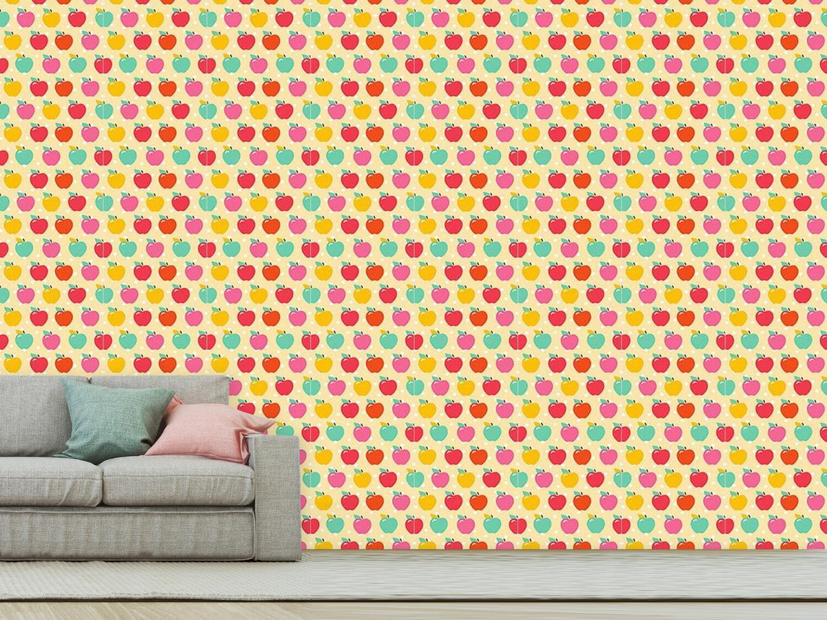 patterned-wallpaper-apples-on-polkadot