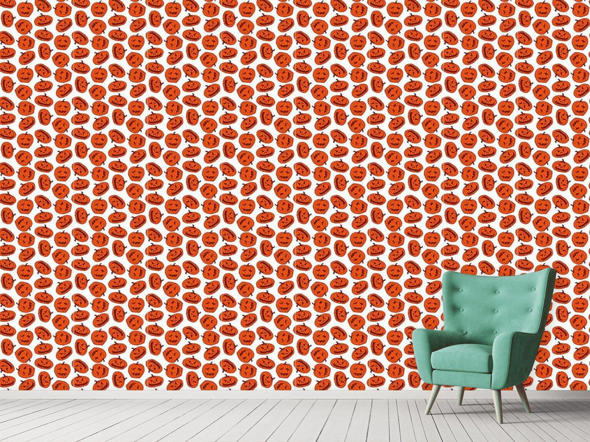 patterned-wallpaper-pumpkin-heads-white