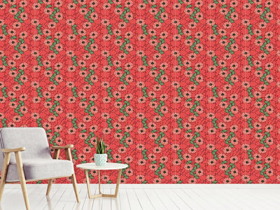 patterned-wallpaper-red-flowers-with-leaves