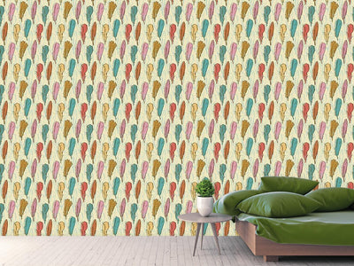 patterned-wallpaper-feathers-handdrawn-retro