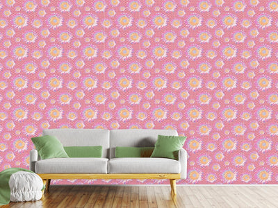 patterned-wallpaper-sunflowers-on-polka-dot