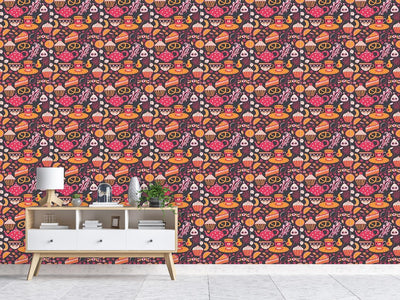 patterned-wallpaper-coffee-party-at-tiffanys