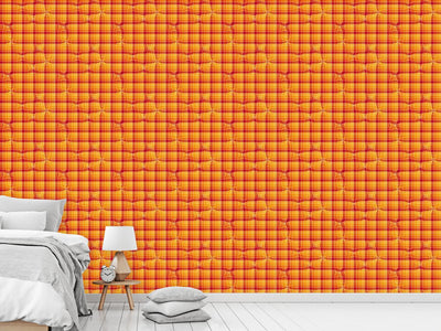 patterned-wallpaper-under-the-checkered-towel