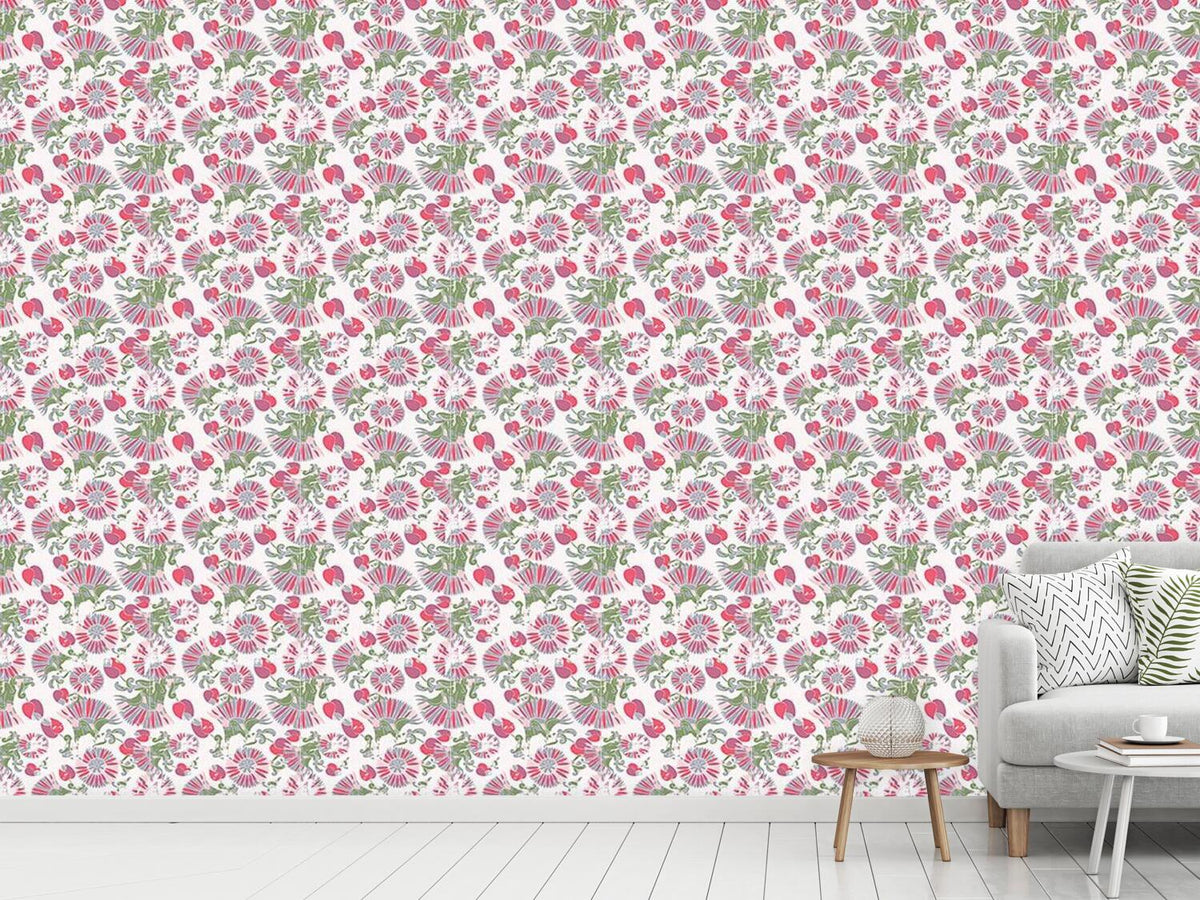 patterned-wallpaper-geometric-summer-flowers