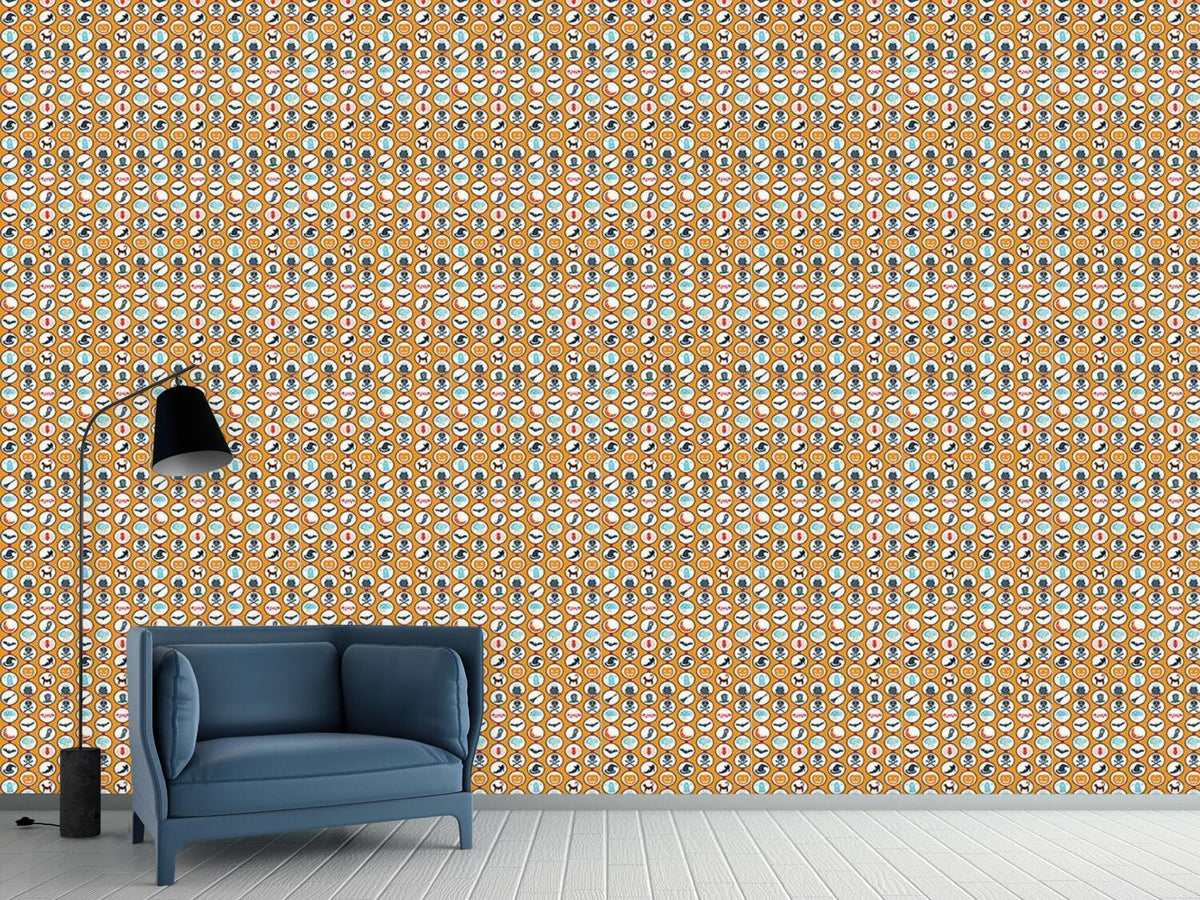 patterned-wallpaper-scary-parade-orange