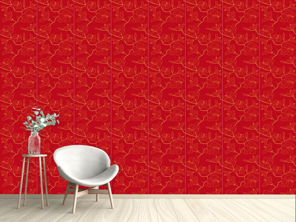 patterned-wallpaper-hibiscusdream-in-red