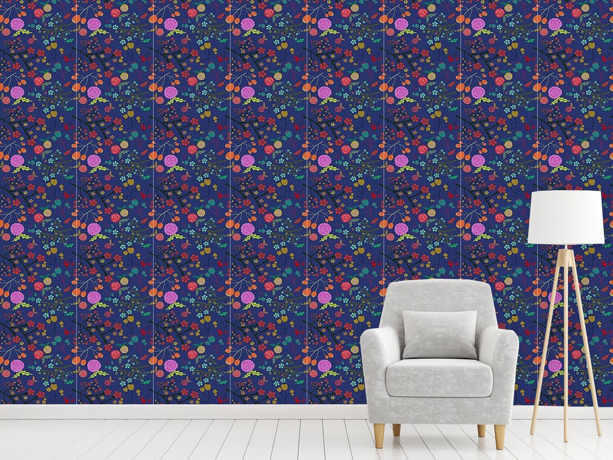 patterned-wallpaper-olives-and-flowers