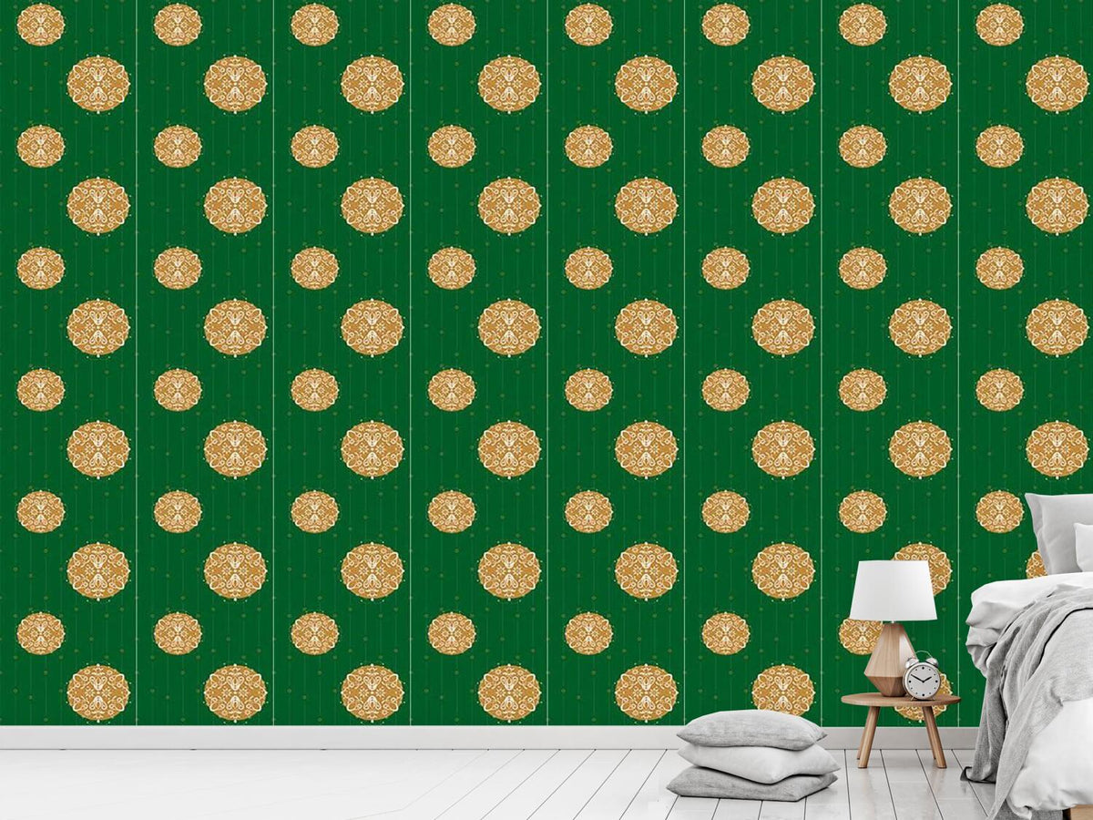 patterned-wallpaper-christmas-ornaments-green