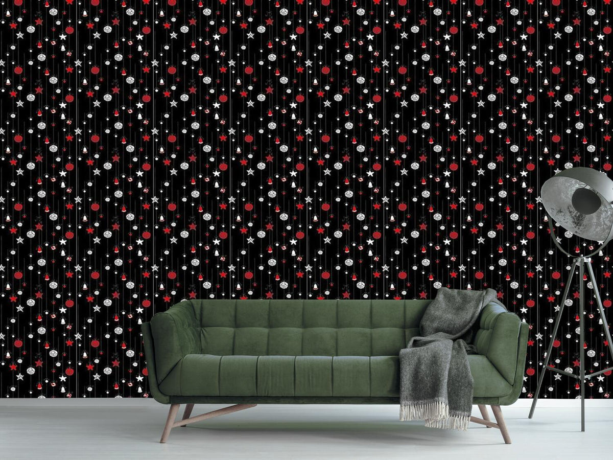 patterned-wallpaper-christmas-tree-balls-black