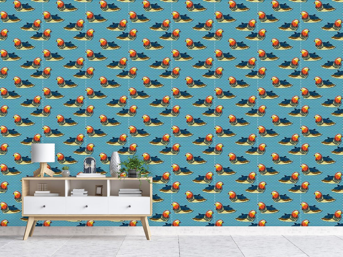 patterned-wallpaper-mandarin-ducks-on-polkadots