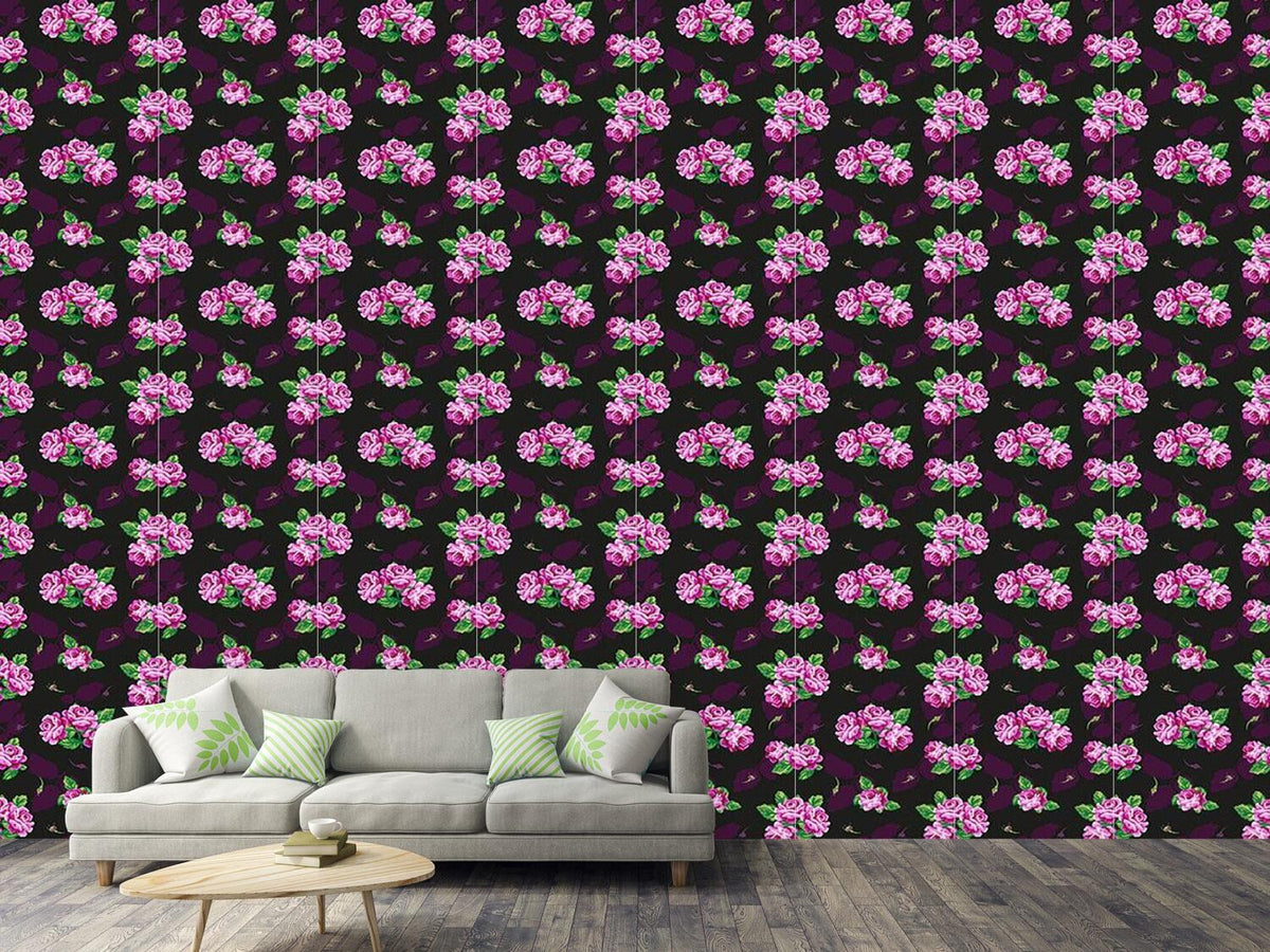 patterned-wallpaper-nostalgic-rose-bouquet