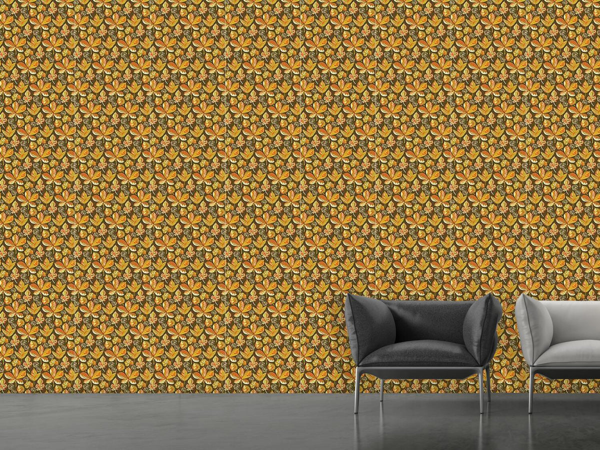 patterned-wallpaper-golden-leaves-evening