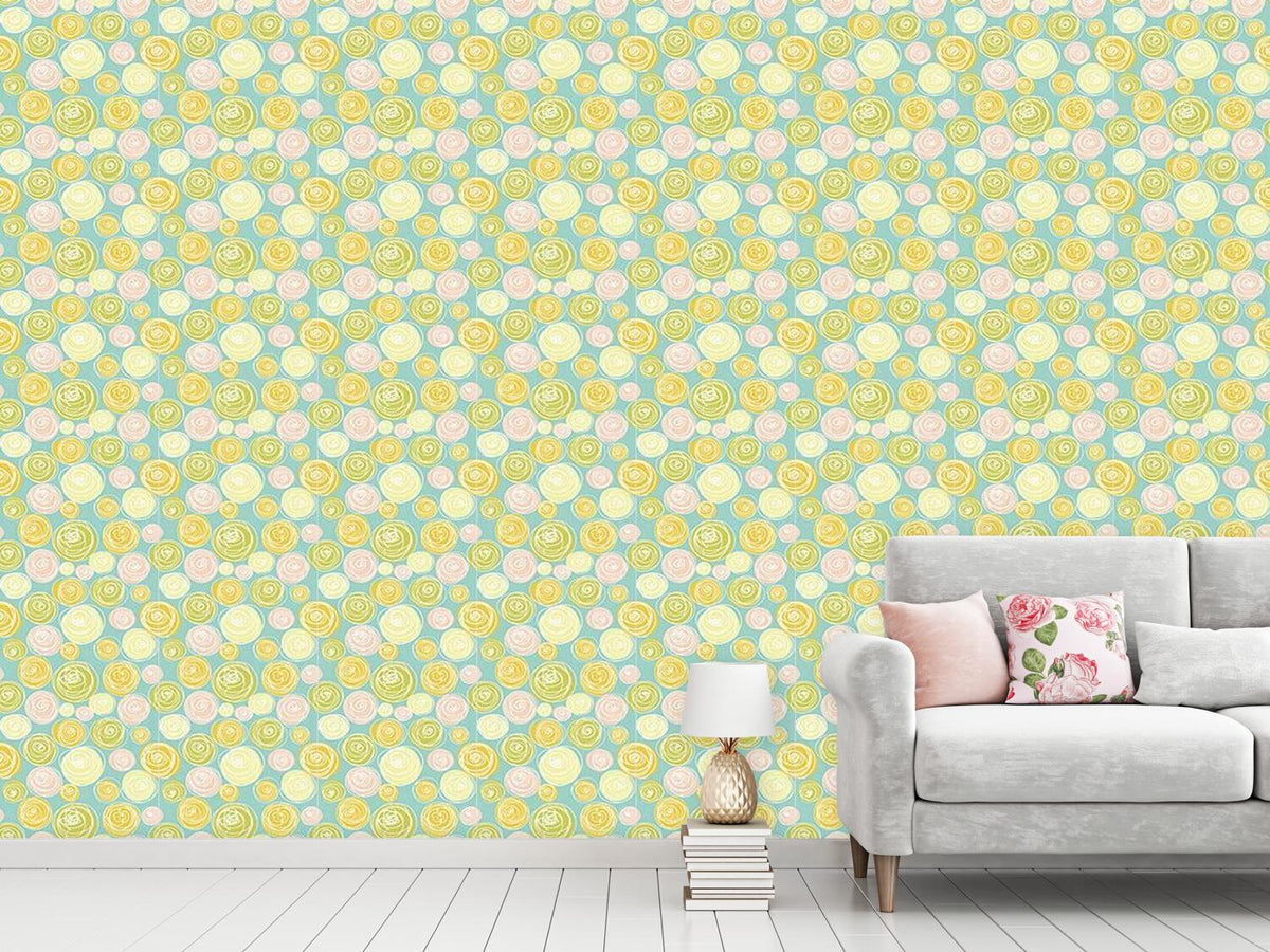 patterned-wallpaper-ranunculus-flower-dots