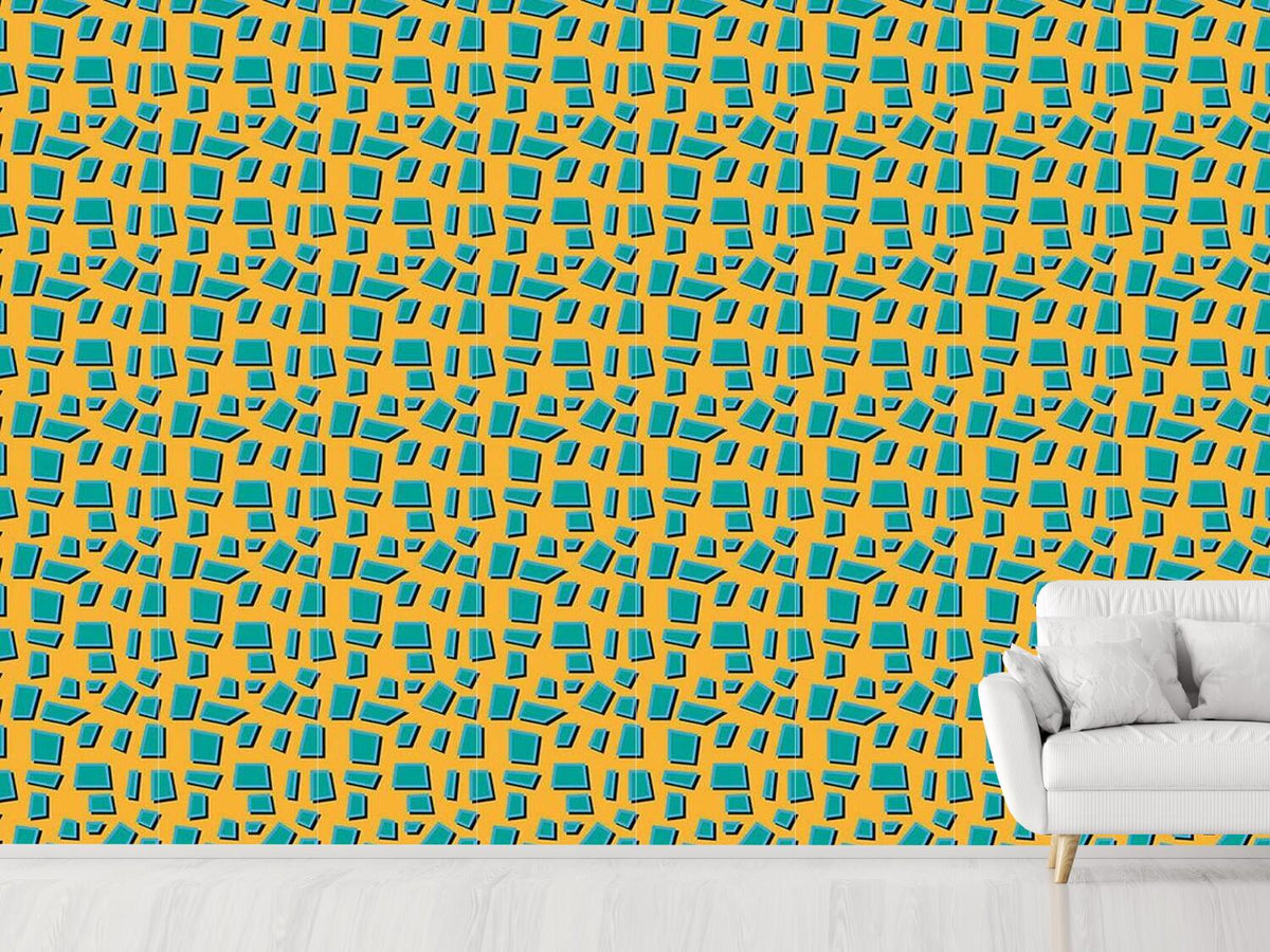 patterned-wallpaper-turquoise-trapezoids