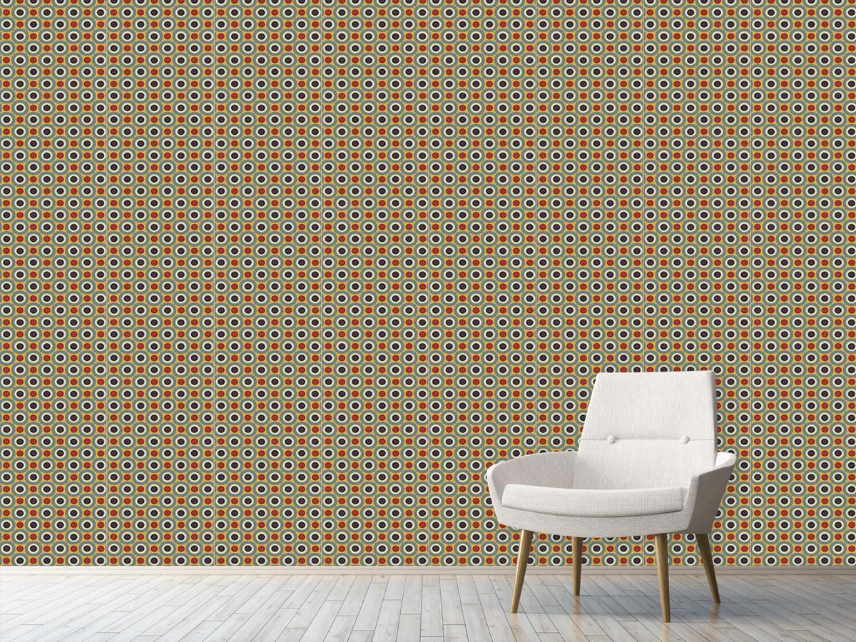 patterned-wallpaper-dot-and-circle-in-the-retro-room