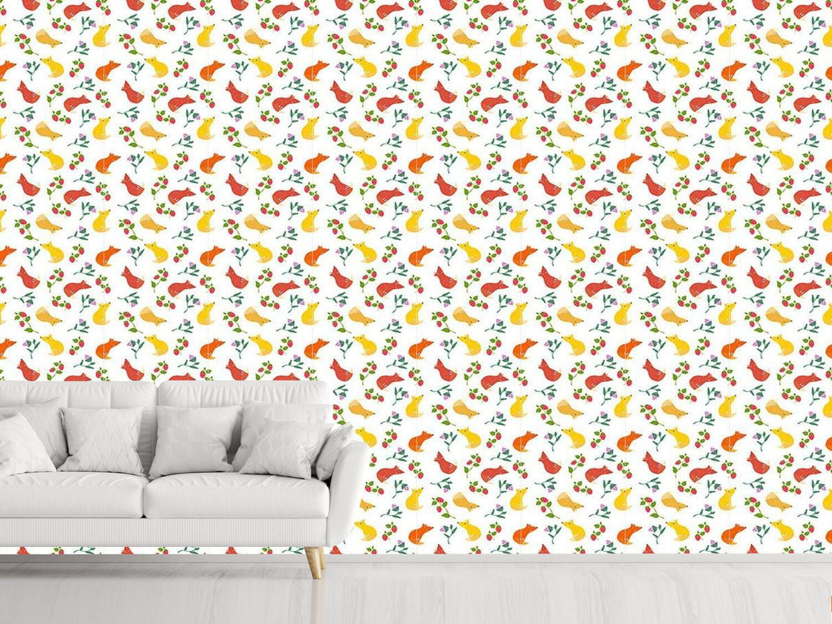 patterned-wallpaper-fox-friends