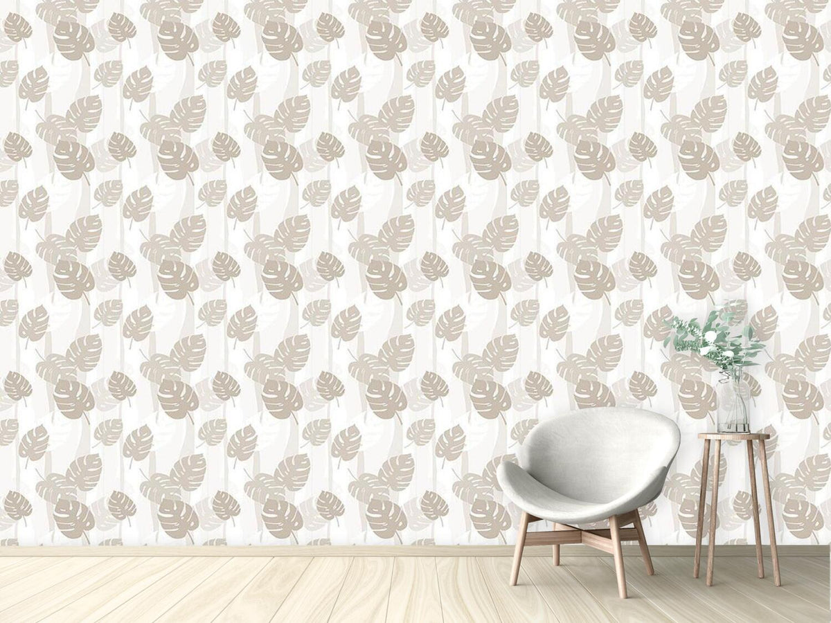 patterned-wallpaper-beige-leaves