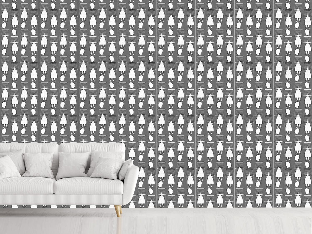 patterned-wallpaper-masquerade-in-black-and-white